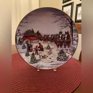 Vintage Budweiser Collectible Plate 8.5” Featuring World Famous Clydesdales 1991